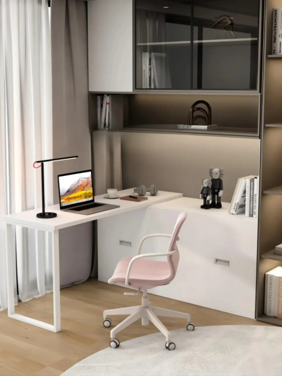 Folding Bed Single Home Desk Small Apartment Multi-Functional Telescopic Bed Wardrobe