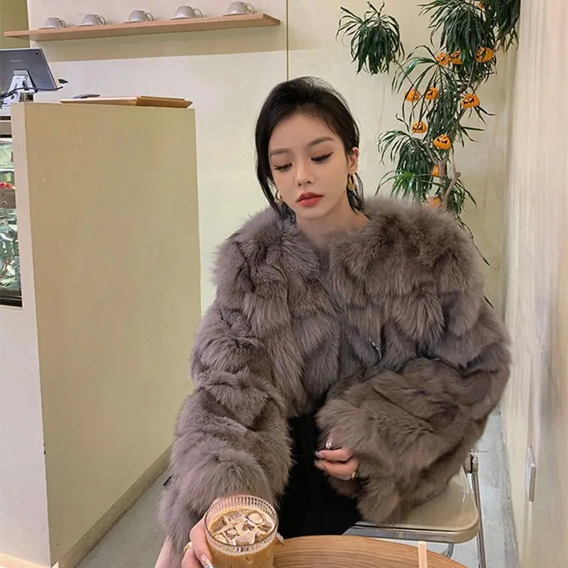 2024 Winter New Fur Coat Women Short Thick Lady Fur Jacket Fashion Clothing