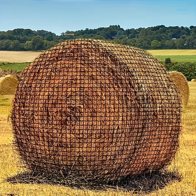 1 قطعة 5 × 5 بوصة شبكة قش بالة مستديرة مصممة للخيول تتميز بتصميم بدون عقدة لشبكة القش للتغذية البطيئة مناسبة للماشية #5