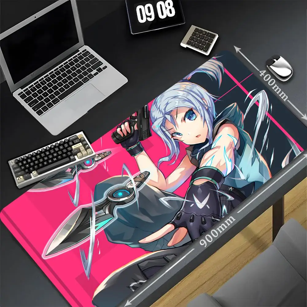 J-Jett V-Valorant Mouse Pad 90x40 cm Kawaii Desk Mat Xxl Pc Gamer Gaming Computer Offices Wholesale Mousepad Keyboard