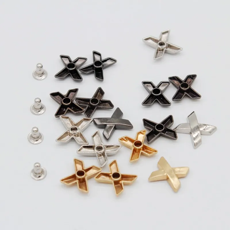 13mm Cross X Shape Punk Rivets Cap Stud For Leather Craft Belt Purse Bag Hat Shoe Clothes Jeans Jewelry Trims Accessories