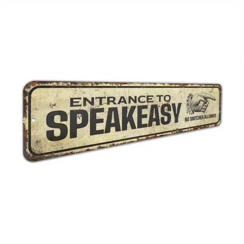 Vintage 1920s Prohibition-Era Speakeasy Sign - Heavy-Duty Iron Wall-Mounted Entrance Plaque with 