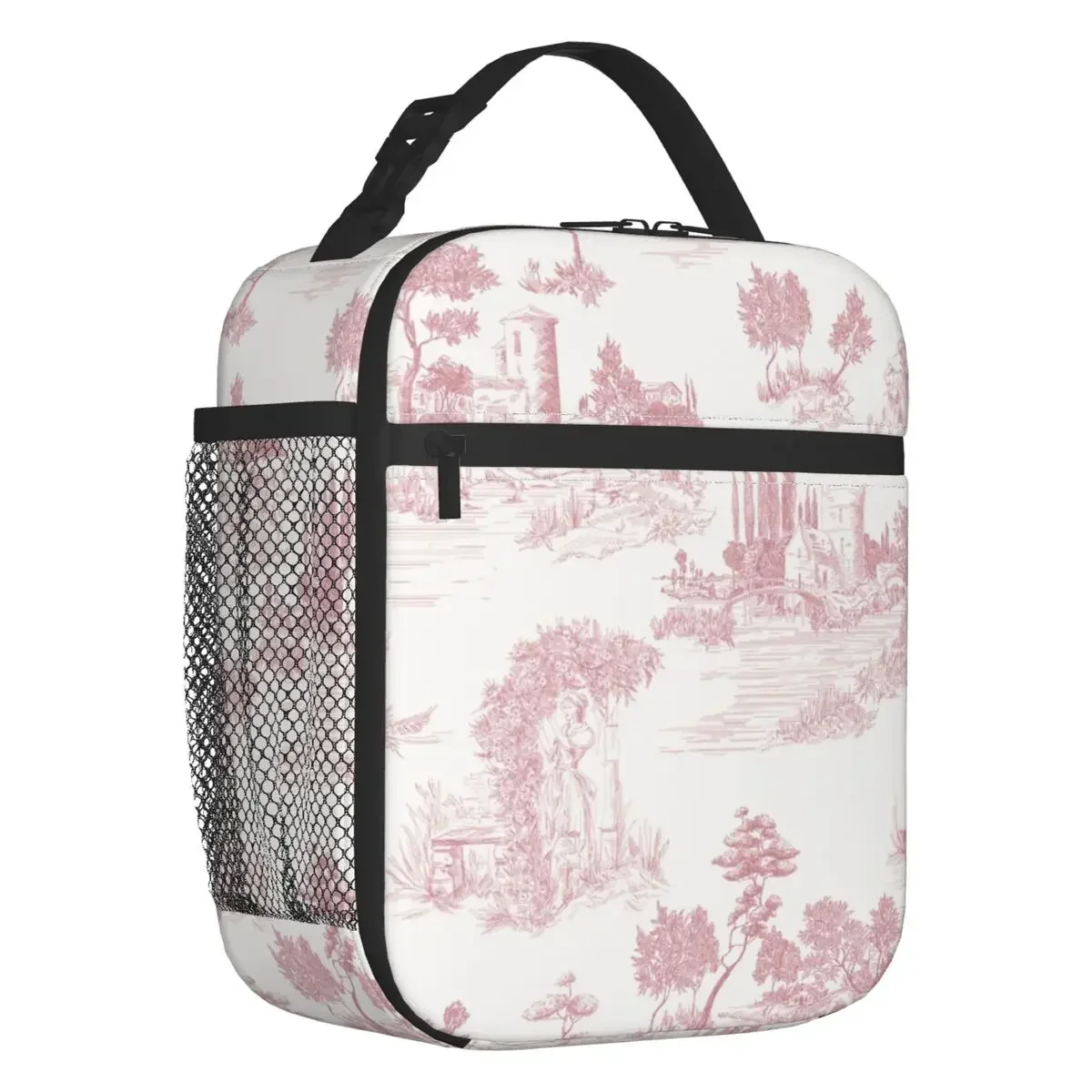 

Винтажные многоразовые коробки для завтрака Toile De Jouy для женщин, герметичный розовый, белый, термохолодильник, изолированная сумка для обеда, офисная работа