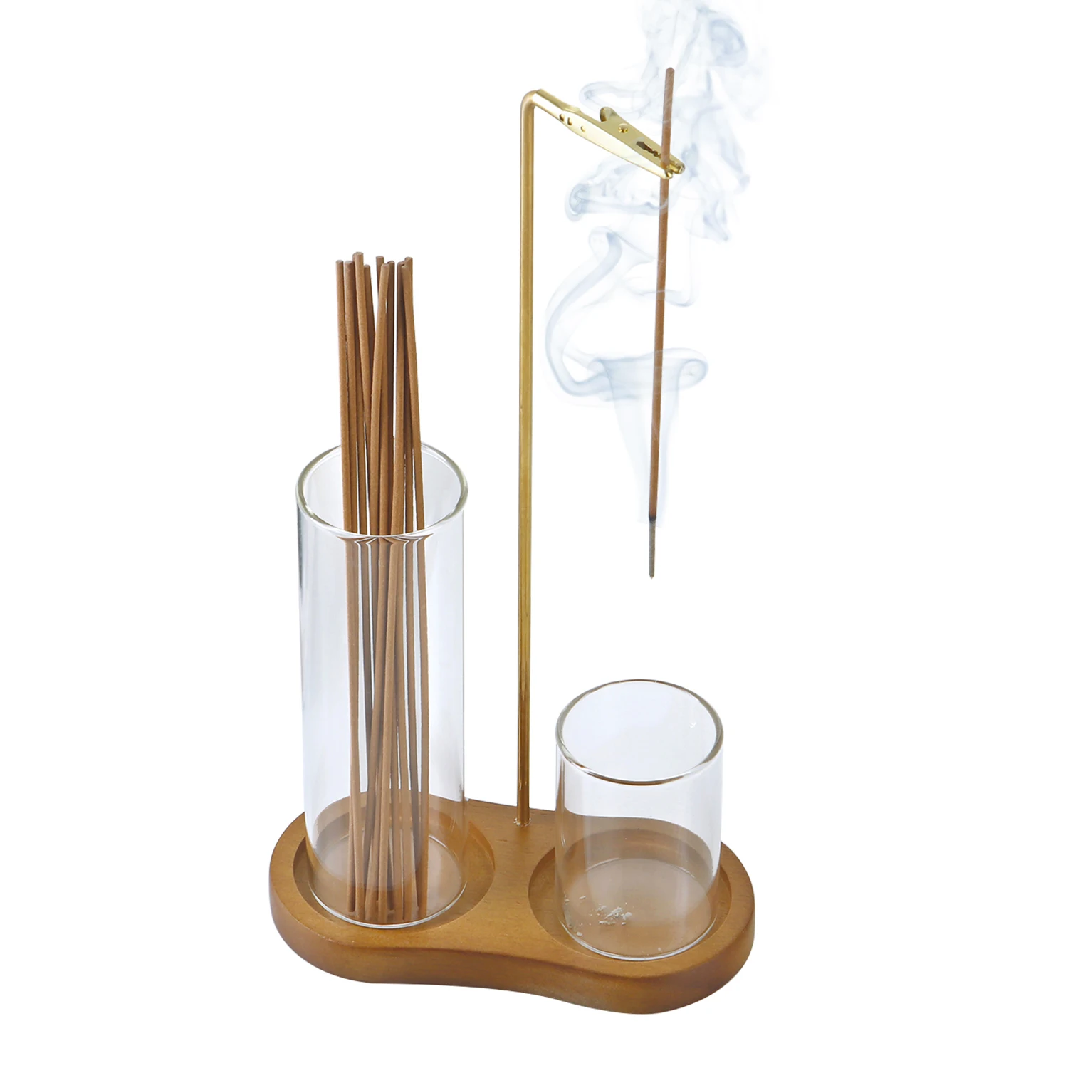 2-in-1-Räucherstäbchenhalter für Stöcke, fliegende Anti-Asche-Räuchergefäß mit Glas-Aschfänger und Stäbchen-Organizer für Meditation, Yoga – Detail 8