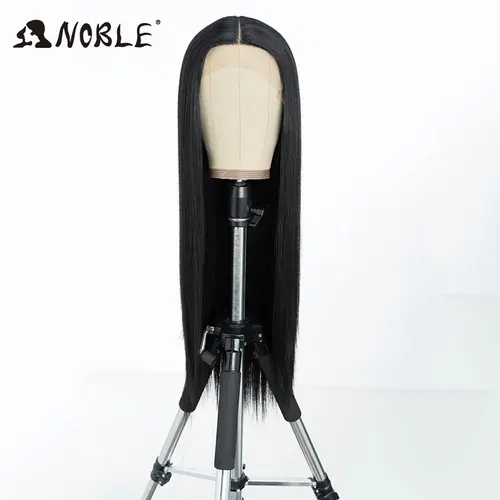 Imagen 2 del producto Pelucas delanteras de encaje sintético largas y rectas para mujer, Cosplay Noble, peluca de encaje sintético de parte media de 30 pulgadas, fibra de alta temperatura