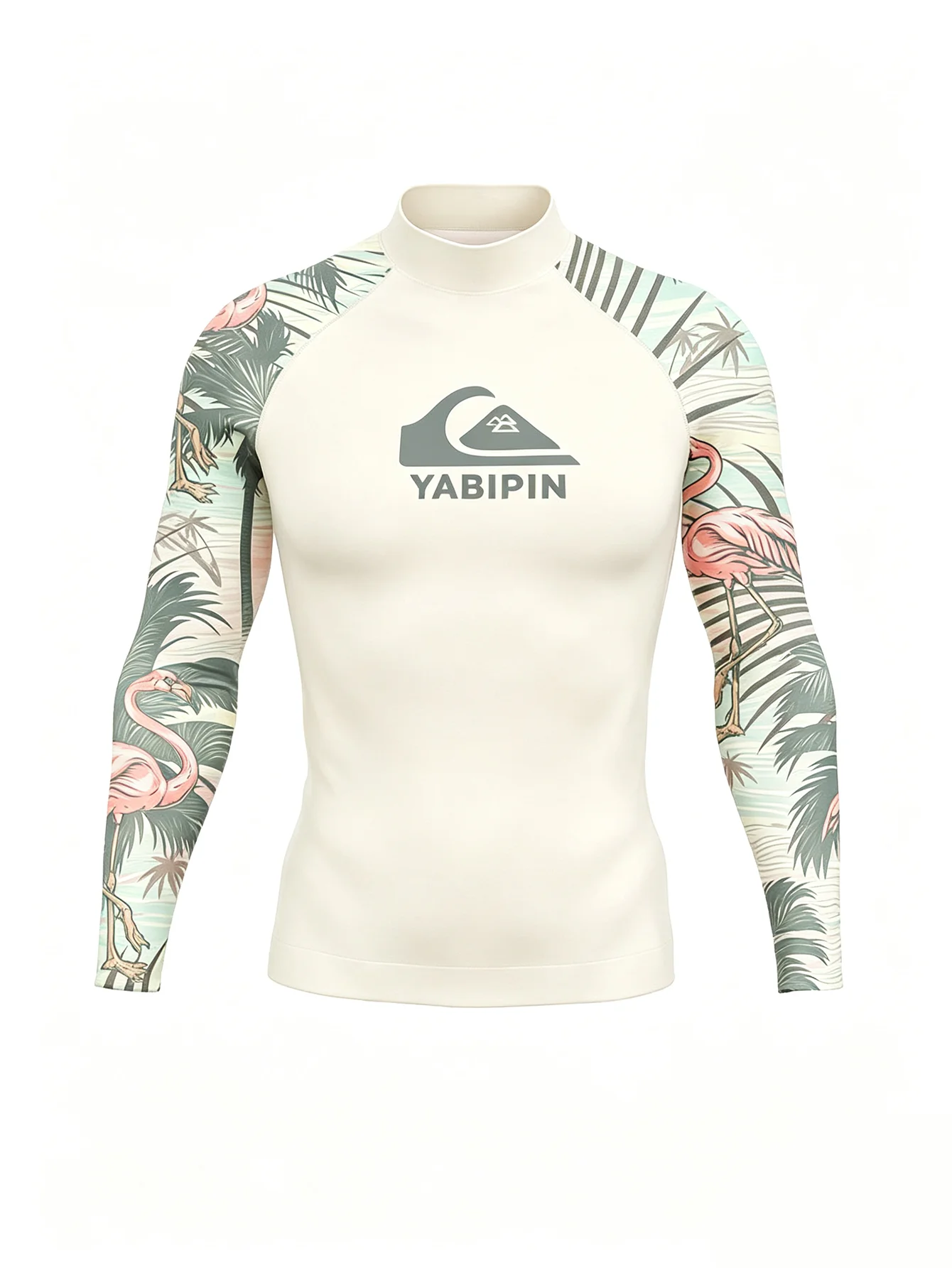 Active Flow Men‘s Long Sleeve Surf Top Stand Collar, Snug Fit Water Deflect Breathable for Surf Fishing Water Sports