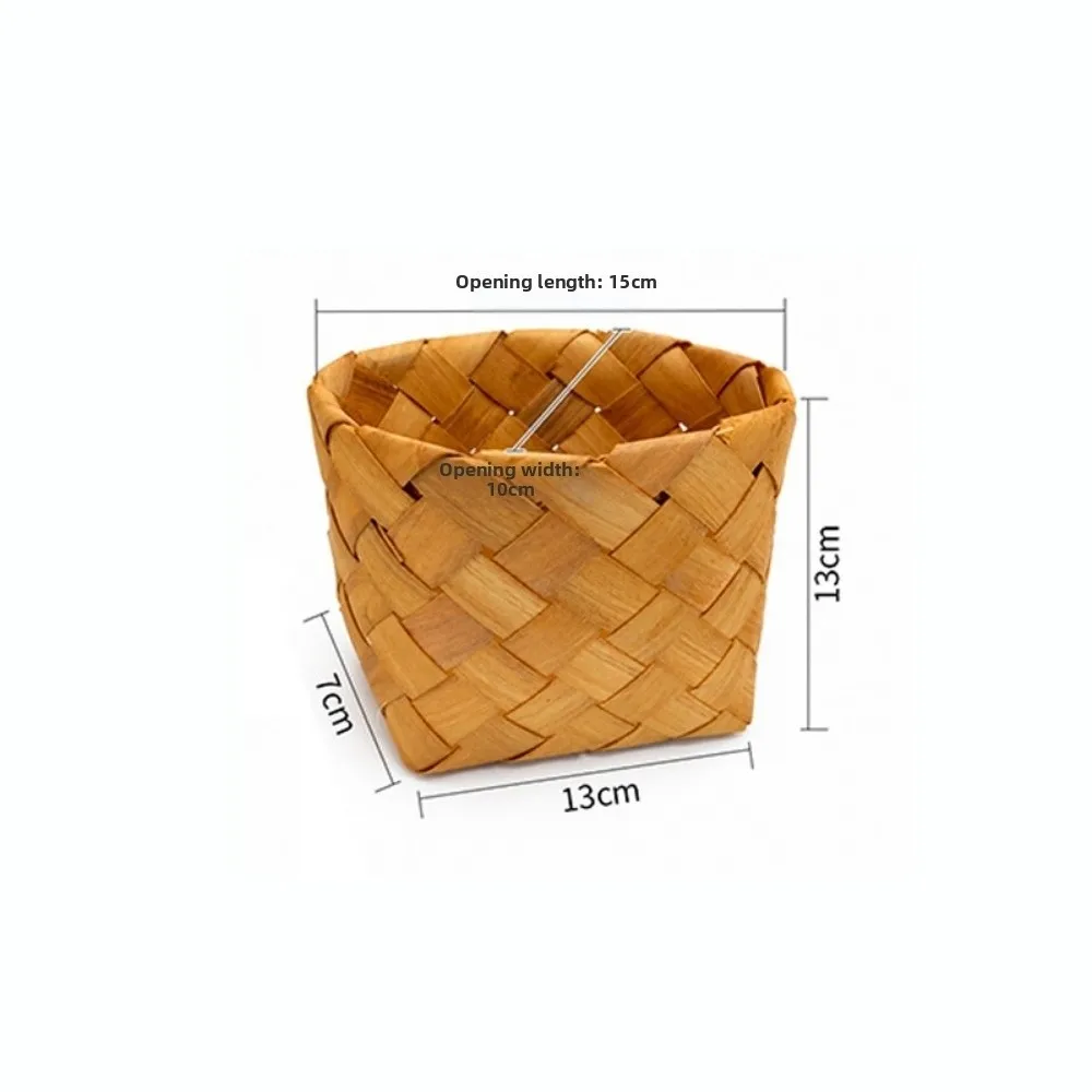 Handheld Bread and Fruit Basket Handmade with Handle Handwoven Household Braid Basket 2 Styles Handmade Wood Basket