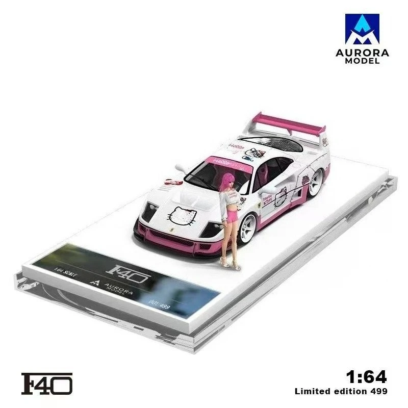 **الطلب المسبق ** موديلات أورورا 1:64 F40 أزرق / كارتون أبيض محدود 499 نموذج سيارة دييكاست