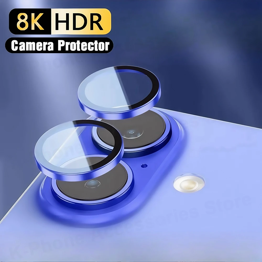 Aluminum Metal Ring Camera Protector For iPhone 16 Plus Rear Lens Tempered Glass Cover For iPhone 16+ 16Plus Lens Protective Cap