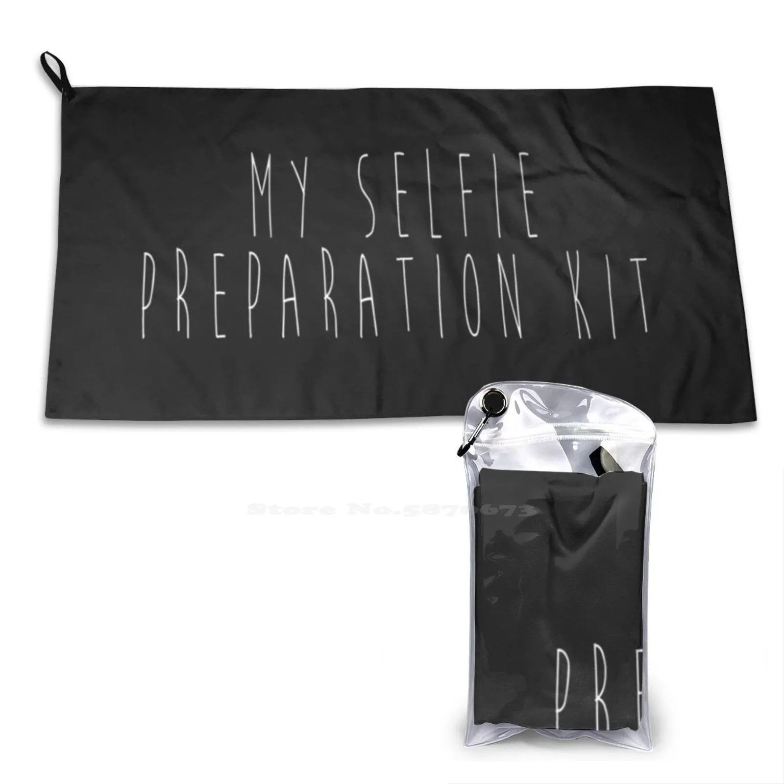 Selfie Preparation Kit Soft Towel Quick Dry Beach Towel My Selfie Preparation Kit Makeup Make Up Mascara Lipstick Lipgloss