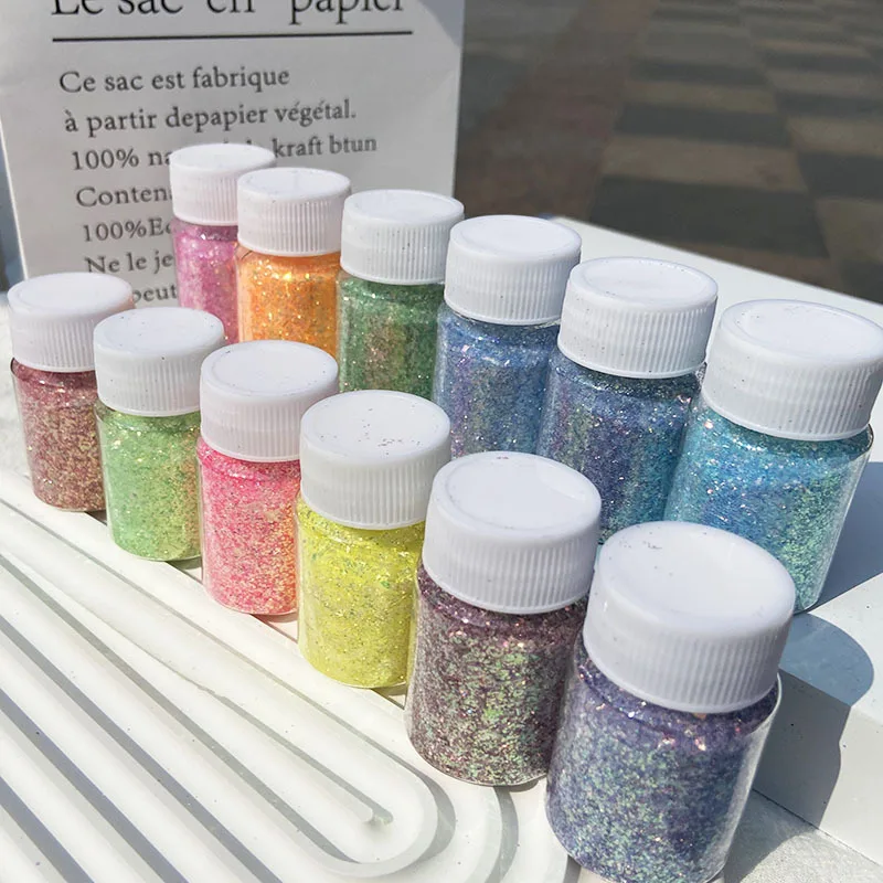 30ML dreamy summer flowing  quicksand nail art glitter material  mixed glitter powder glue sequins