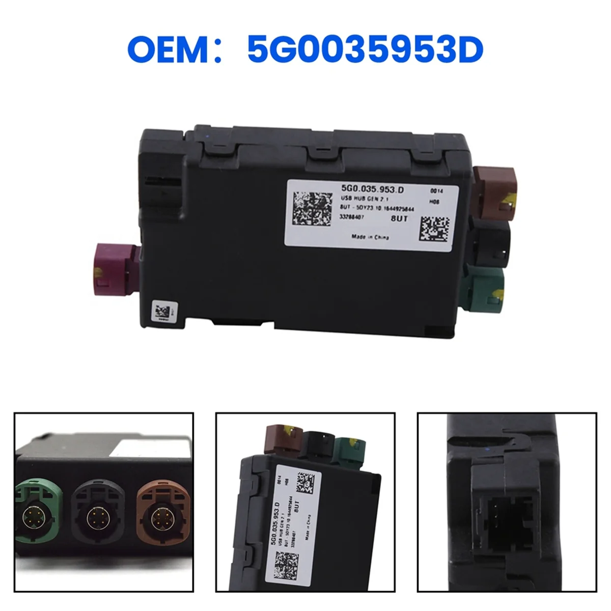 #911X 5G0035953D Car Splitter Module for VW PASSAT B8 for Golf USB HUB Converter Adapter 5G0 035 953 D (ABS)