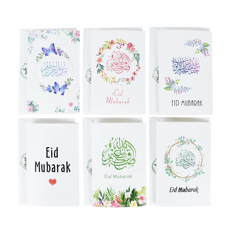 

18Pcs/Set Eid Mubarak Greeting Cards Eid al-Fitr Greetings Cards Ramadan Note Cards with Envelopes Muslim Islamic Party Supplies