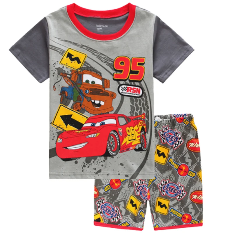 Hot Summer Pyjama Suit Cars McQueen Sleepwear Set Children's short sleeved set Pijamas Cotton Nightwear Clothes Pajamas Gift