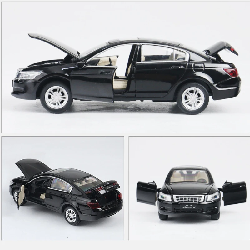 1:32 Honda Accord Toy Vehicle Car Diecast Model Pull Back Doors Open Sound Light Educational Collection Gift for Kid F497