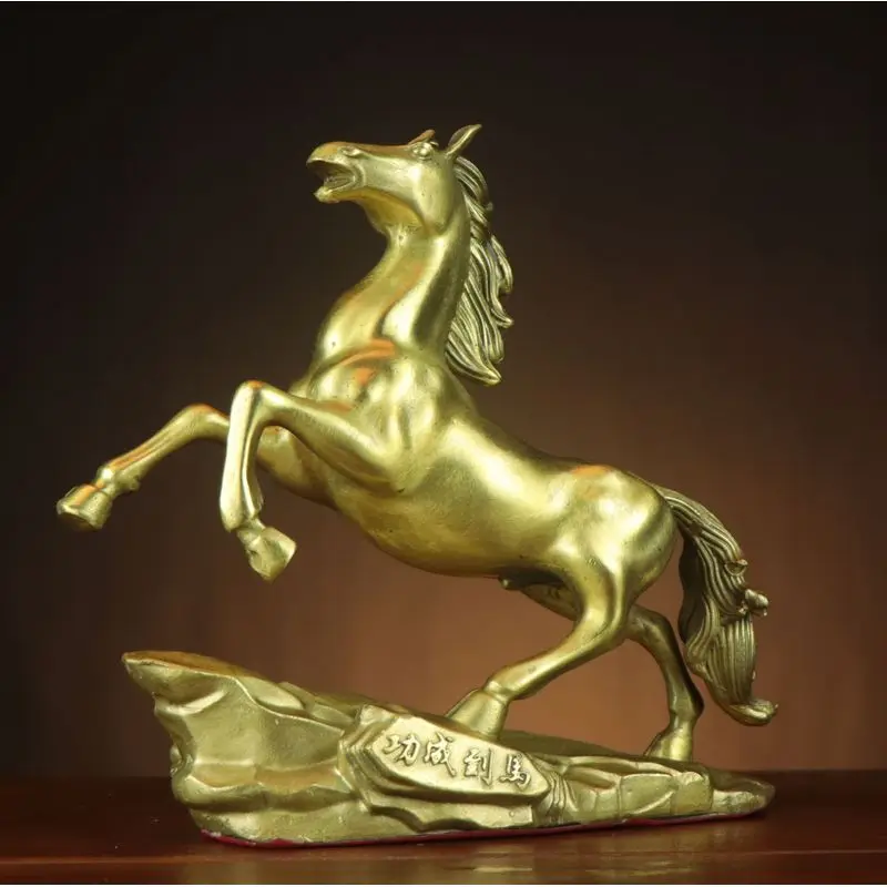 Copper of Success Home Decor, Pure Brass Zodiac Horse Ornament, Handcrafted Art Piece