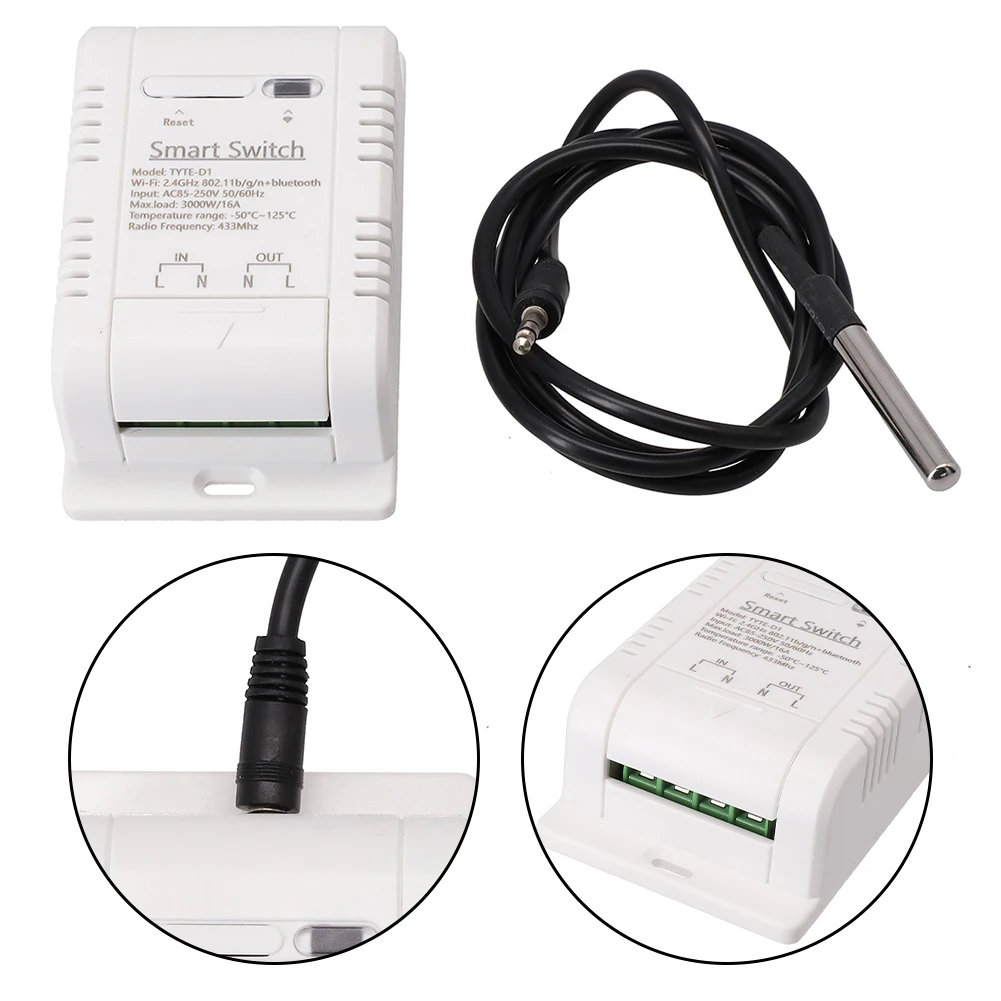 Waterproof Temperature Sensor White For Smart Life For Tuya Smart Sensor Smart Switch Stainless Steel Brand New