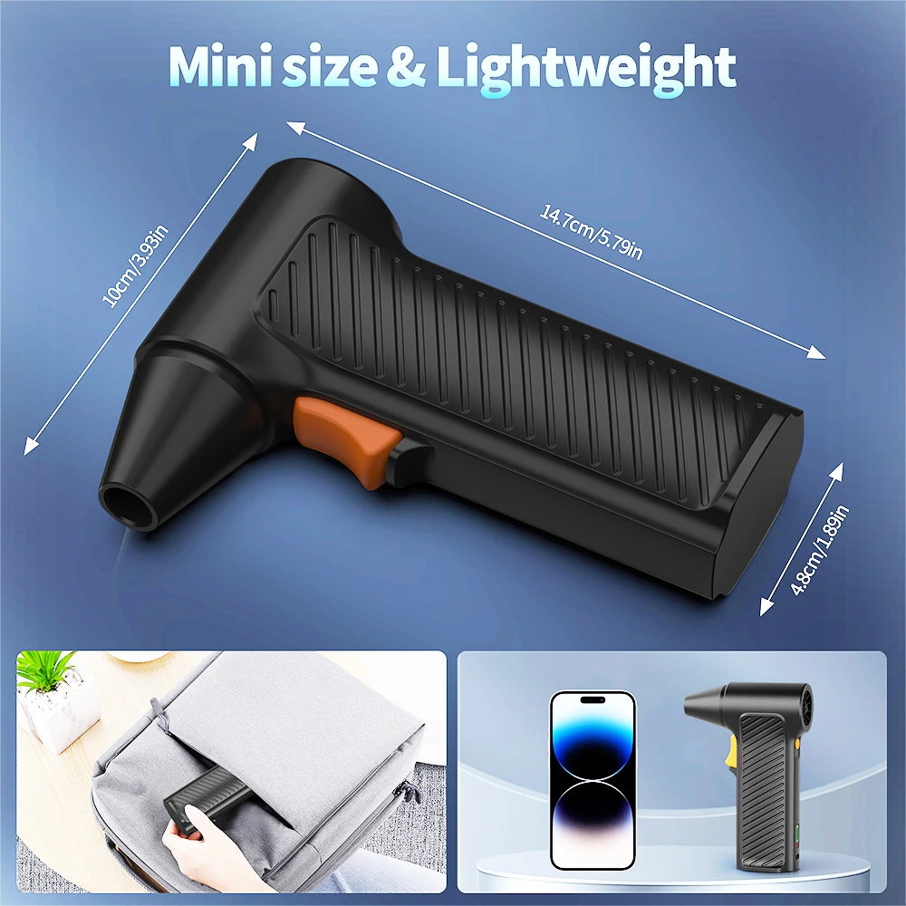 Mini dmuchawa USB-C Turbo |   Podwójne chłodzenie i czyszczenie kurzu za pomocą turbo przepływu powietrza (na biurko/na zewnątrz) |   3-sekundowe szybkie usuwanie kurzu |   Whisper-Q