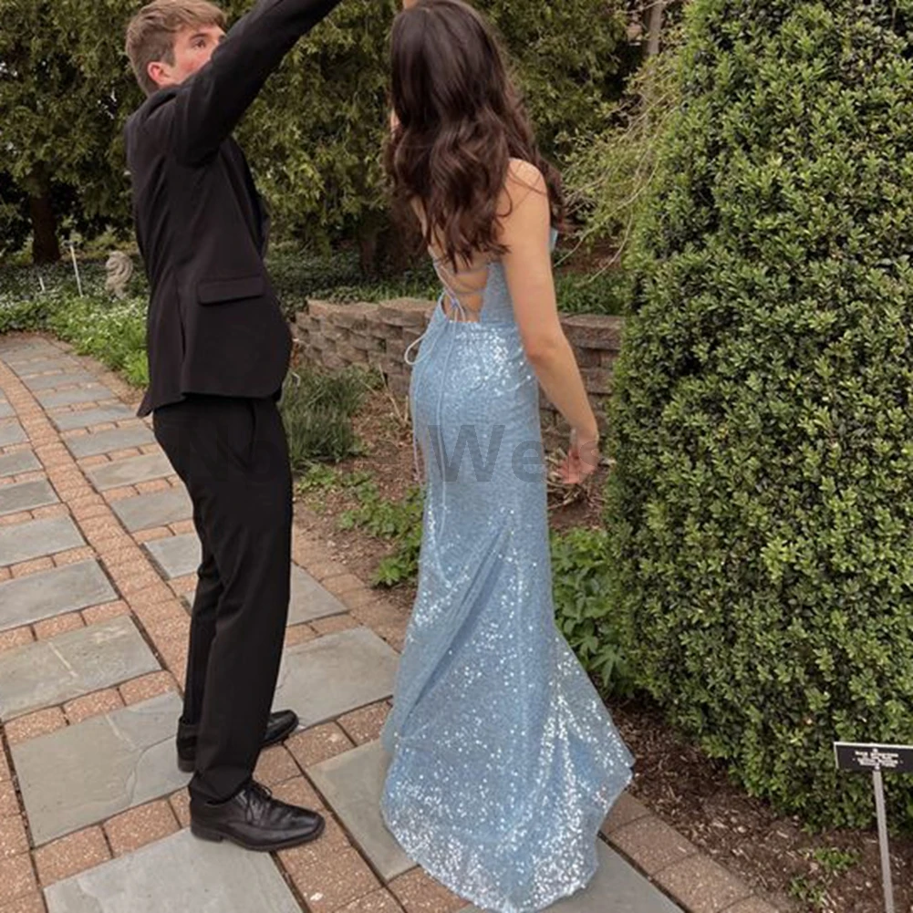 الخامس الرقبة الترتر حورية البحر فستان الحفلة الراقصة الطابق طول ثوب السهرة تخصيص