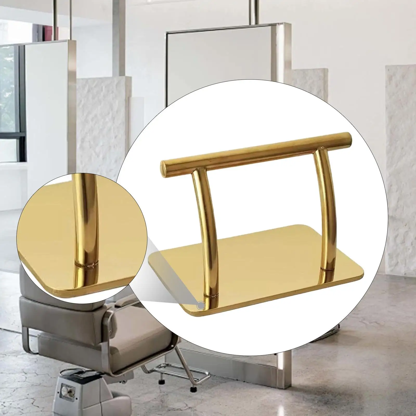 

Salon Chair Foot Rest Footrest Movable Sturdy Professional Comfortable Metal Pedal Gold for Hairdresser