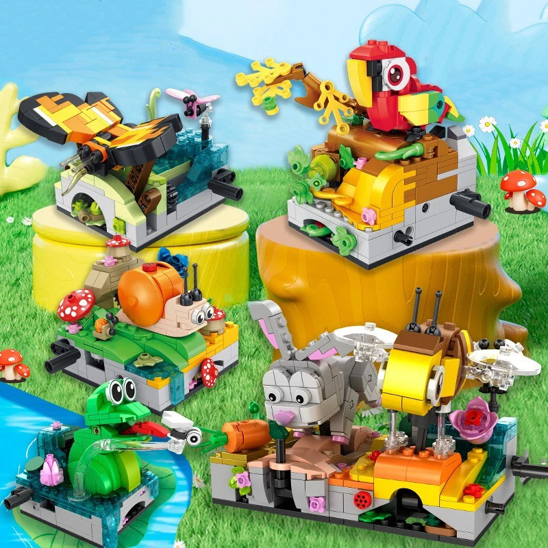 Build and Play with Cute Animal Models | Puzzle Toy Set with Parrot, Bee, Frog, Butterfly, Snail and Rabbit Building Blocks