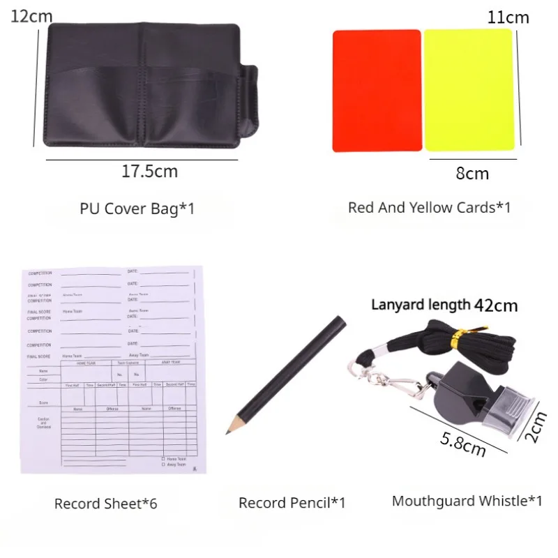 Referee Card Set Scorebook Whistle Pencil Football Referee Red and Yellow Warning Cards Soccer Football Sports Games Referee Kit