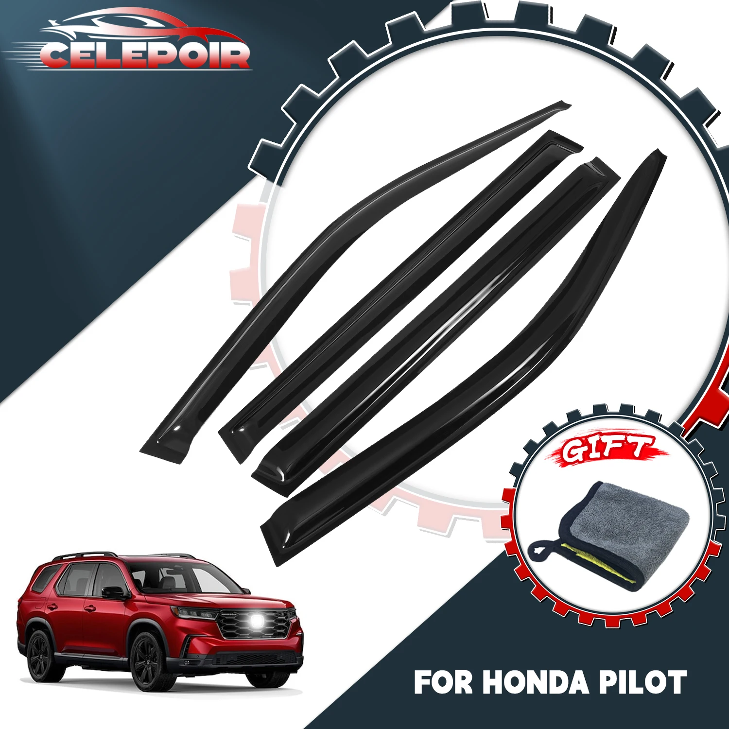 

For 2003-2008 Honda Pilot Window Visor Vent Sun Wind Deflector Rain Guard