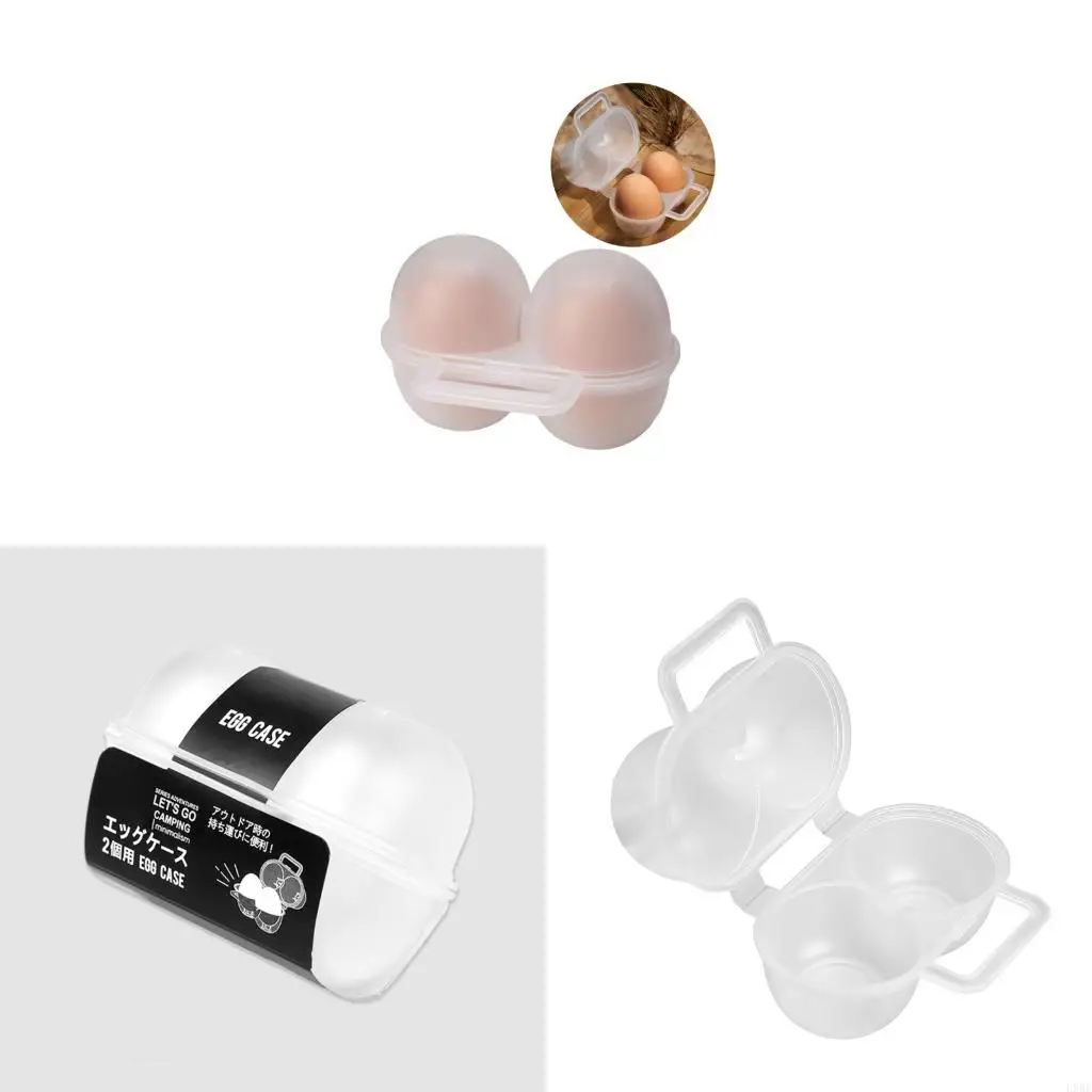 L9BE Protective Organizers Box for Eggs Small Items 2 Compartments Shockproof Eggs Carriers Tray Case for Hiking Picnics