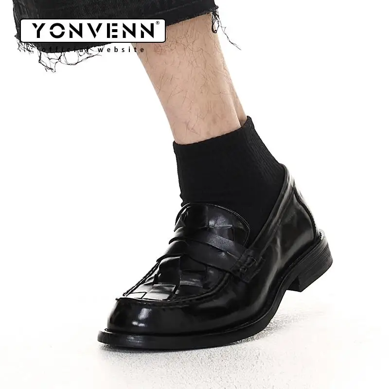 Loafers Shoes Men's New Handmade Weaving Design British Style Formal Dress Shoes Slip in Leather Shoes
