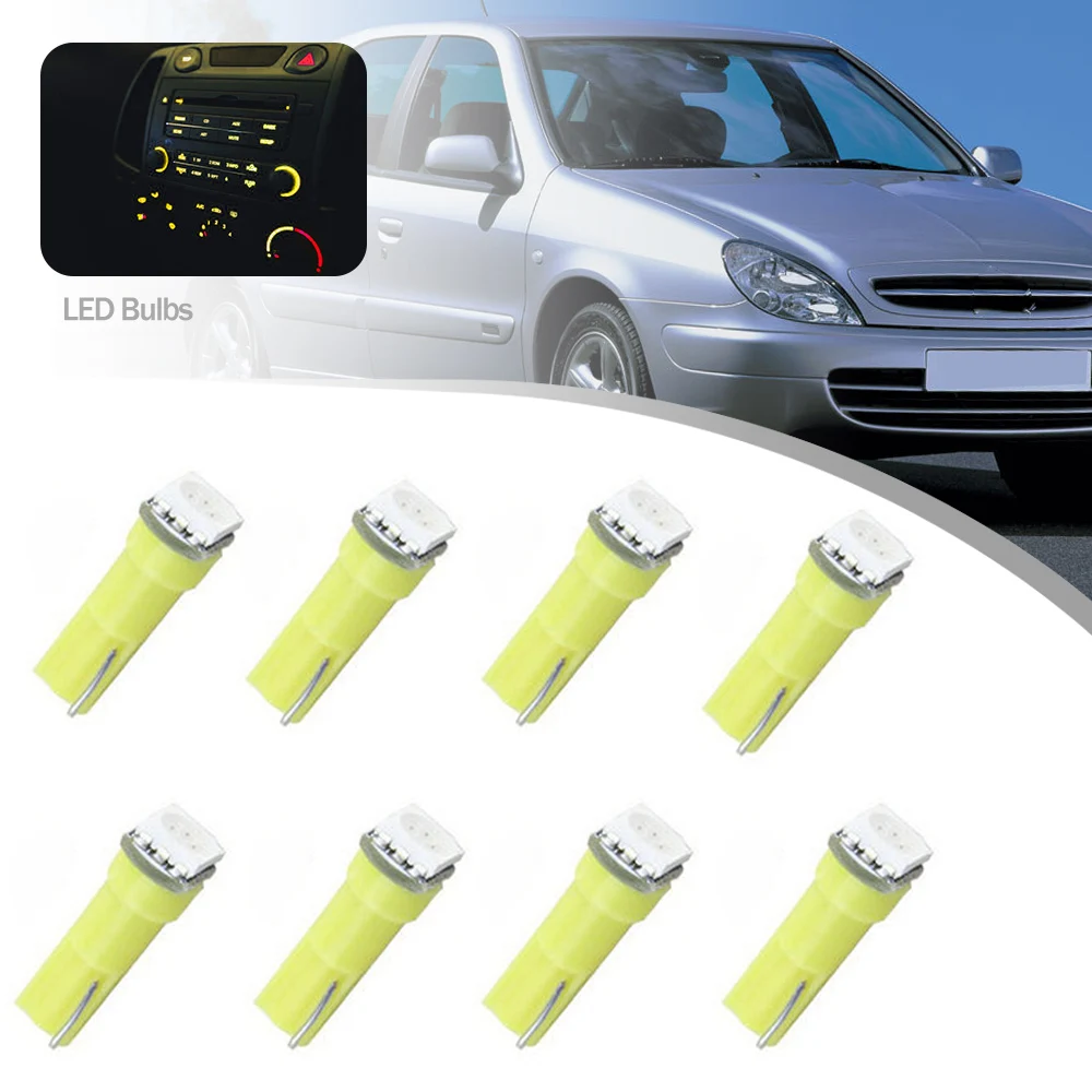 8Pcs Led Amber Bulbs For Citroen C5 Jumper Xsara XM Interior LCD Dispaly HVAC Illumination Radio Climate Control Indicator Lamps