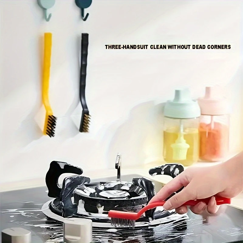 5-piece kitchen cleaning tool set with multi-purpose brushes and scrapers suitable for gas stoves and dirt removal - view 6