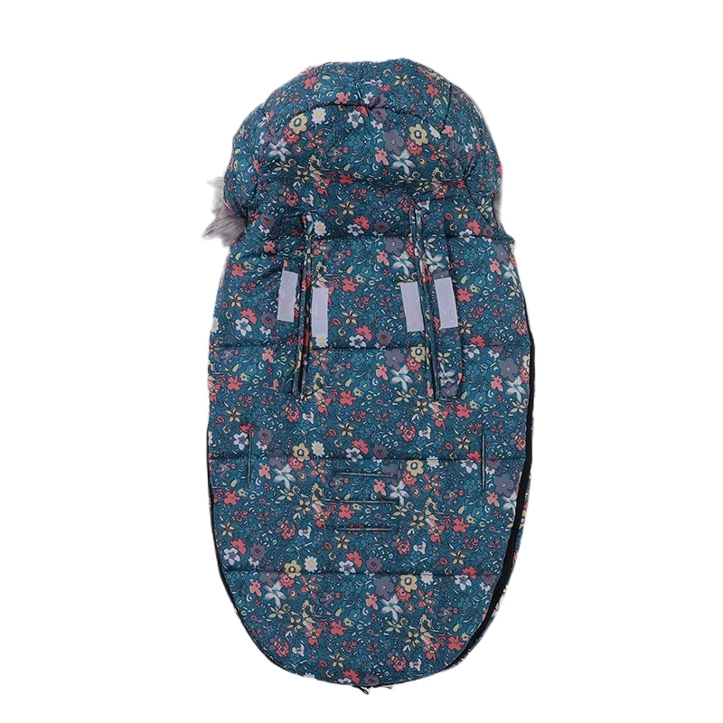 Saco de dormir para cochecito de paseo al aire libre para bebé, cubierta de reposapiés, bolsas gruesas y cálidas de lana con banderines para recién nacidos, Invierno