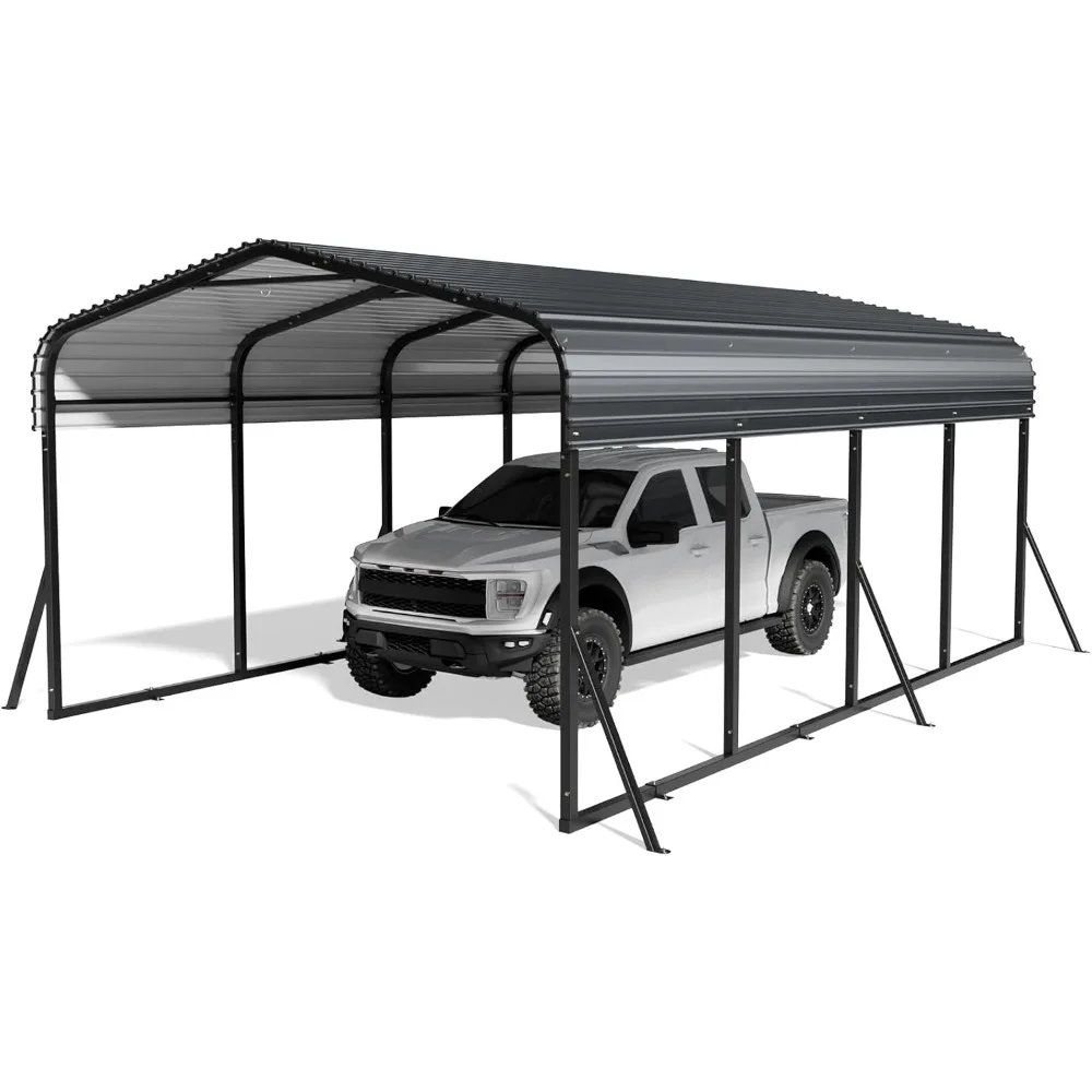 

12 x 20 feet reinforced base metal carport, metal carport kit, outdoor galvanized canopy, car shelter steel carport
