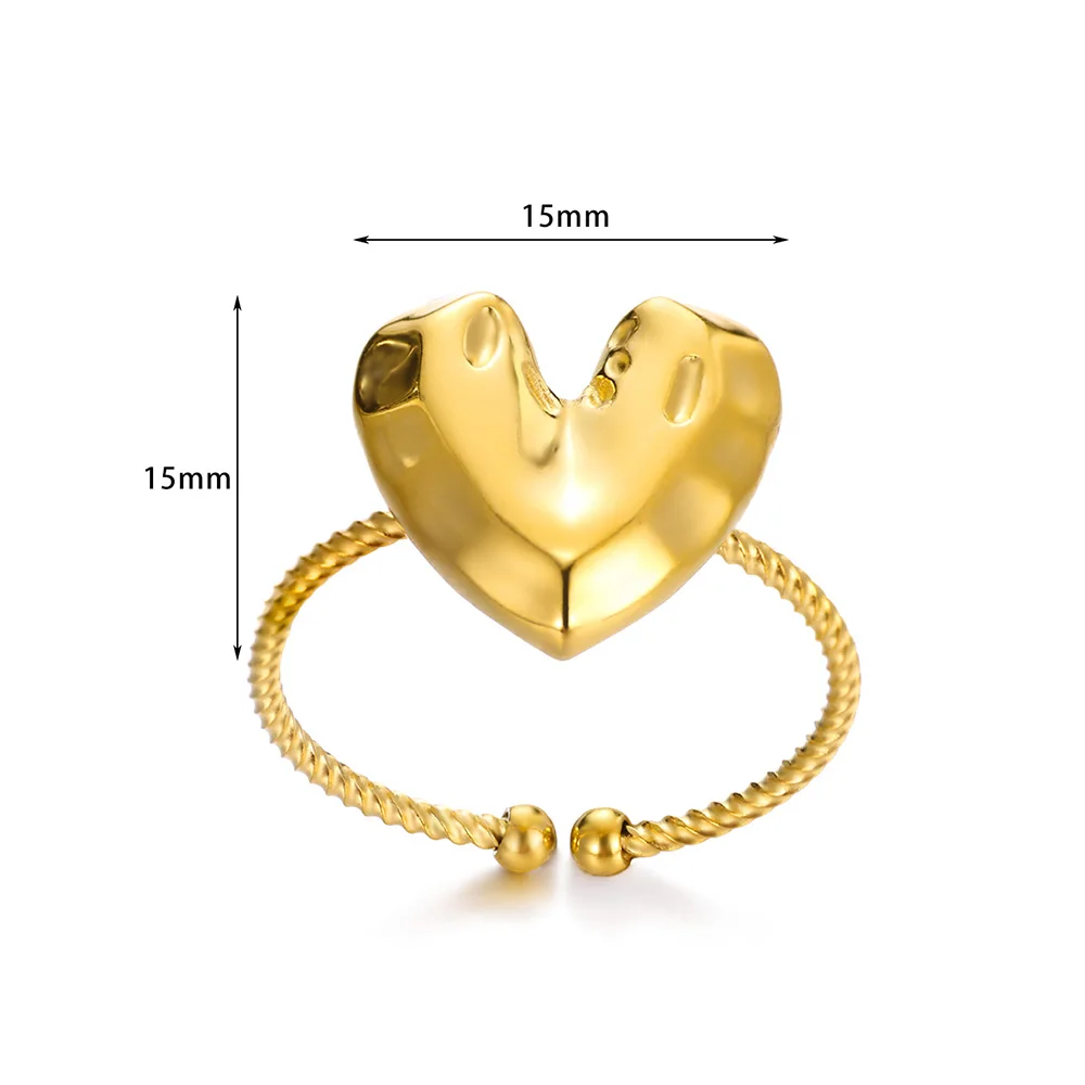 الذهب اللون الفولاذ المقاوم للصدأ نمط خواتم للنساء الكلاسيكية القوس القلب خواتم مفتوحة خمر مجوهرات الحفلات شحن مجاني