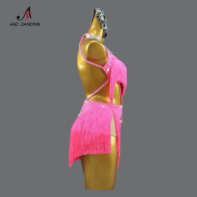 robes danse latine femme robe fille de soirée soiree jupe franges deguisement femmes compétition danses latines sexy pour rue moderne justaucorps rose