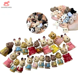 New 1Pcs Random Forester Families Animal Figure Toy PVC Rabbit Doll Cat Bear Monkey Model Toys For Kids