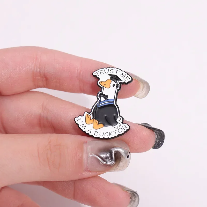 Cartoon Duck Enamel Pin Bachelor's Uniform Brooch Lapel Badge Graduation Season Gift Jewelry For Student Mentor Custom Wholesale