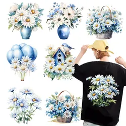 Heat Transfer Stickers for Women, Little Daisy Flowers, Iron On Patches, Clothes Stripes, Thermal Stickers, T-Shirt Applique