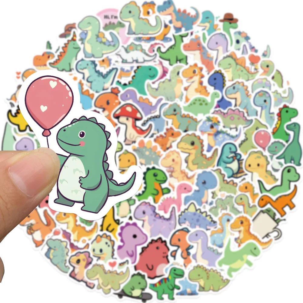 100 Stück niedliche Dinosaurier-Aufkleber mit kurzen Beinen, kleine wasserfeste Aufkleber für Laptop, Gepäck, Gitarre, Fahrrad, Telefon, Dekoration
