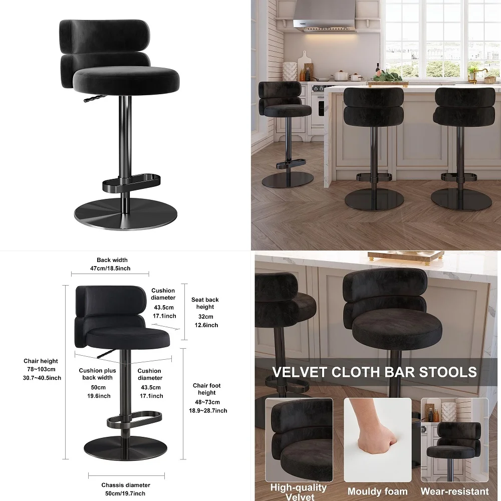 

Mid Century Modern Counter Bar Stools Set of 4,Farmhouse Comfy Counter Height Barstools Upholstered Wooden Bar Chairs with Foot