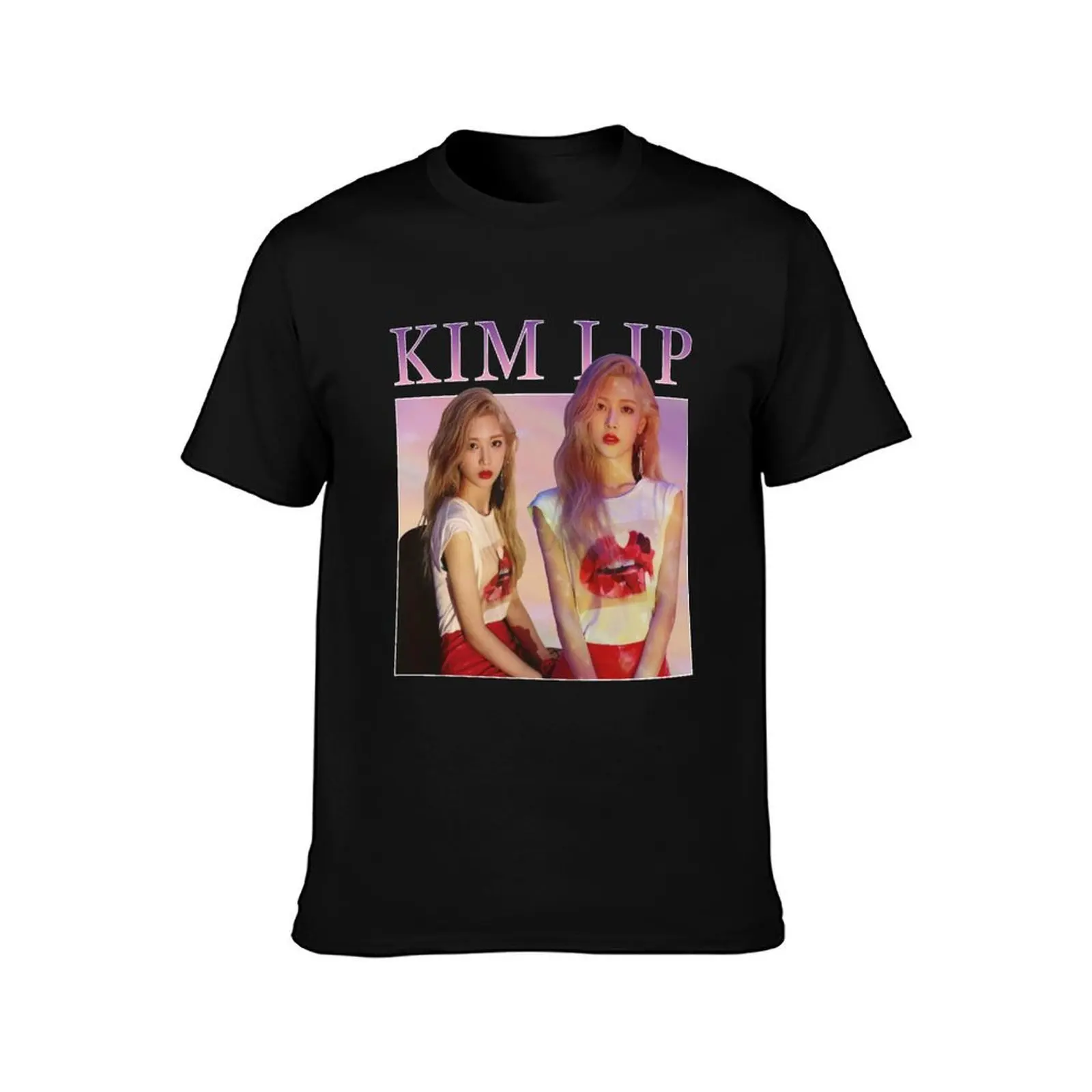LOONA Kim Lip Vintage Design T-Shirt, Summer Casual Cotton Tee, Oversized Streetwear Tops, Vintage Graphic Print, 100% Cotton