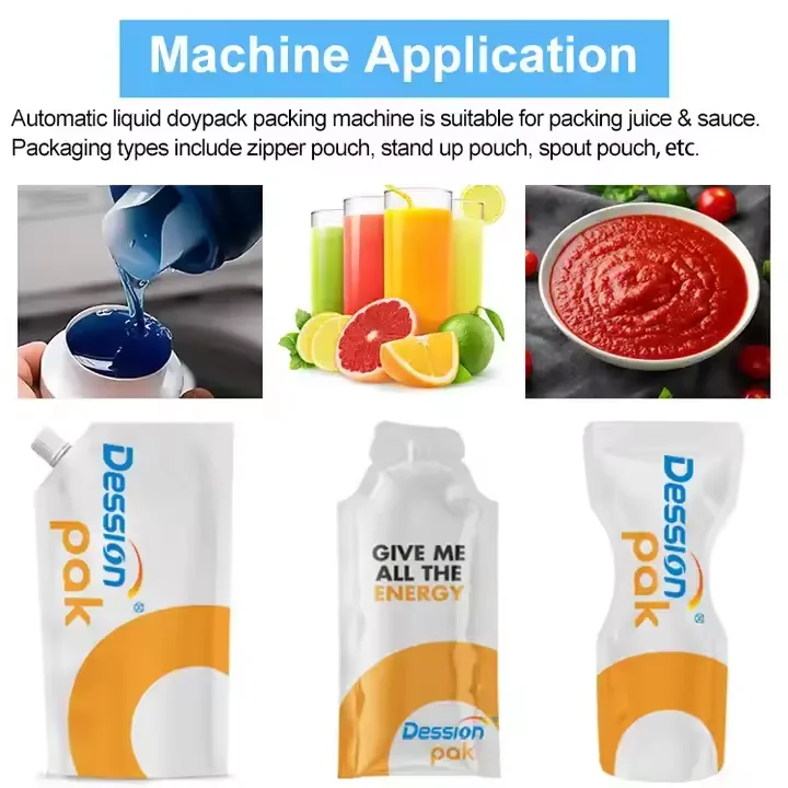 عالية الجودة التلقائي مسبقة الصنع Doypack حقيبة صلصة لصق السائل ملء آلة التعبئة الحليب المربى حساء الماء آلة تعبئة الزيت