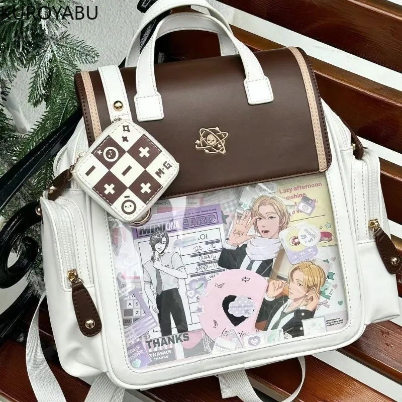 Preppy Style Backpacks Japanese Cute Y2k Bag Fashion PU Shoulder Bag Girls Transparent Harajuku Crossbody Bag Women\'s Backpack