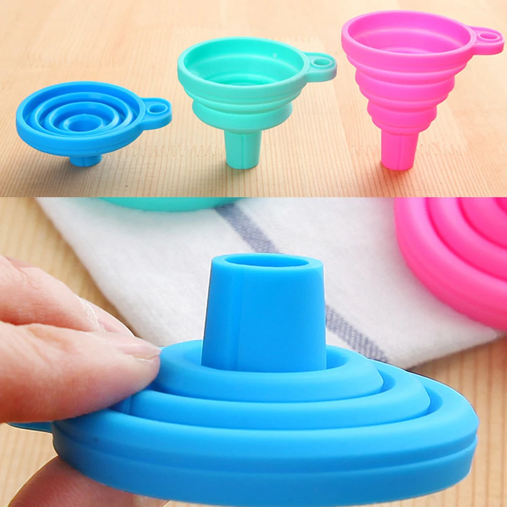 Portable Silicone Collapsible Funnel Household Cooking Tools For Fuel Hopper Beer Oil Foldable Funnels Kitchen Accessories
