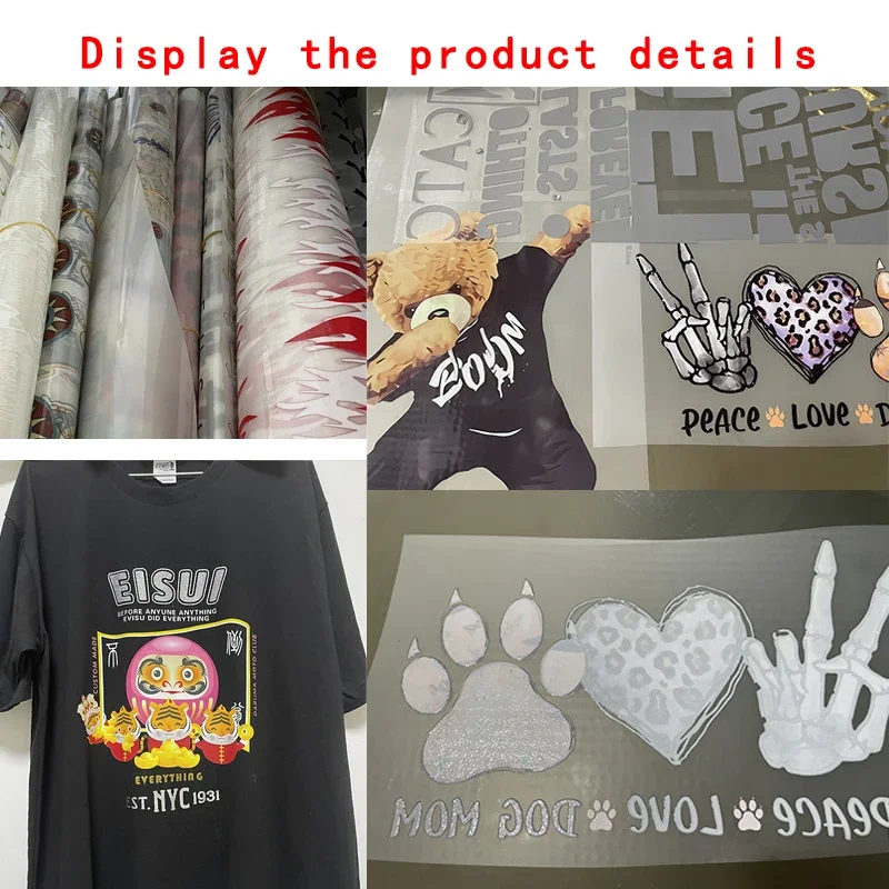 Custom Brand Logo Dtf Heat Transfer Printing Ferro em Imagem e Texto para Roupas, Personalidade DIY Decoração, Iron Stickers