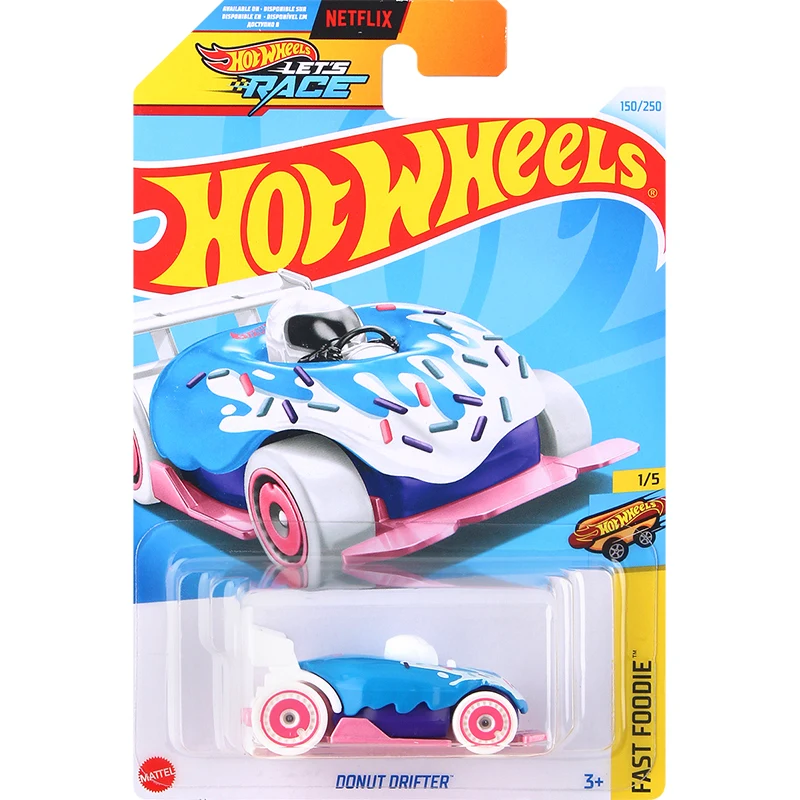 Hot Wheels C4982 دونات التائه الوردي الأبيض الأخضر 1/64 دييكاست مجموعة سيارة لعبة مجسمة للأولاد هدية