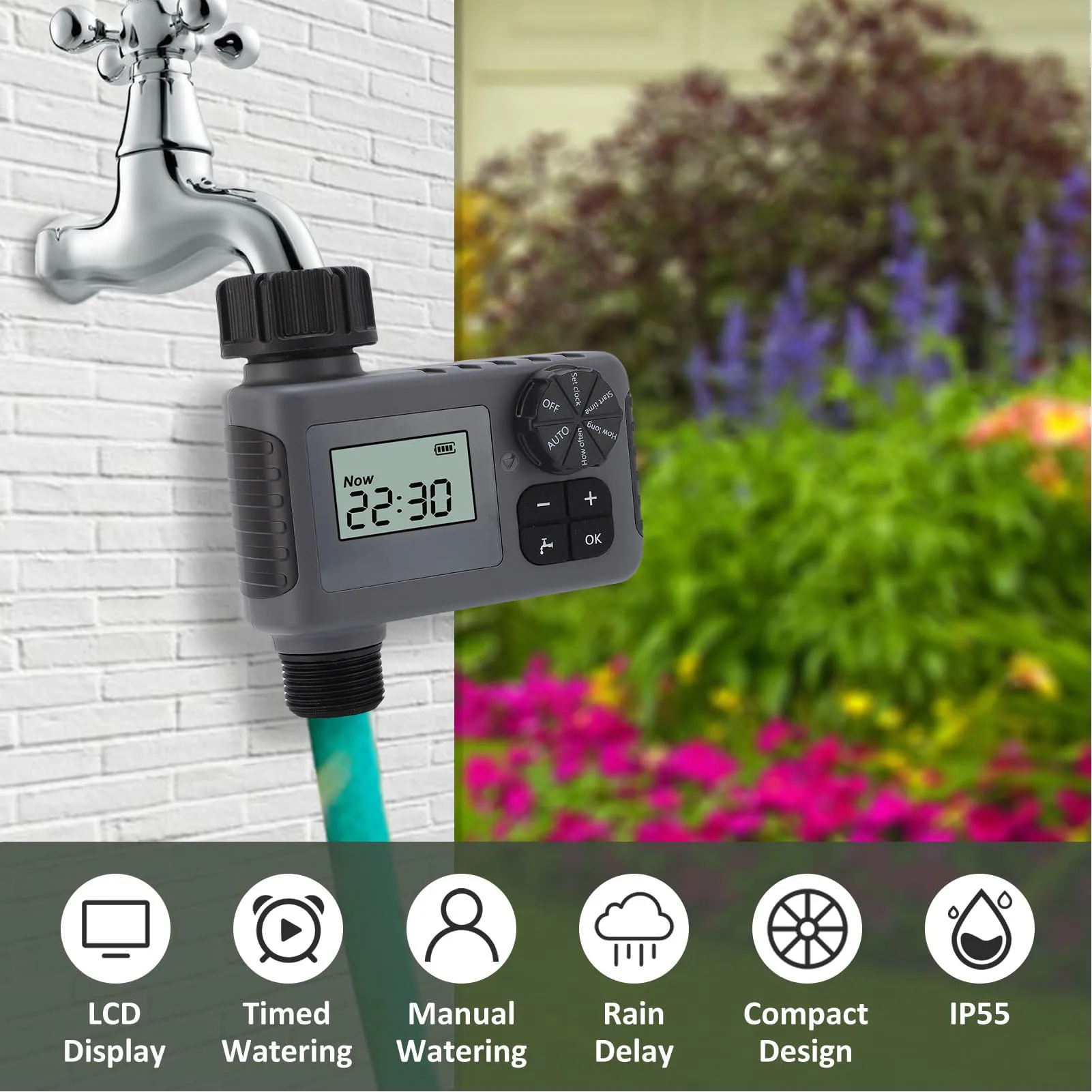 

Sprinkler Timer Garden Soaker Hose Timer Automatic Control Prevent Wear with Manual Watering System for Digital Drip Irrigation