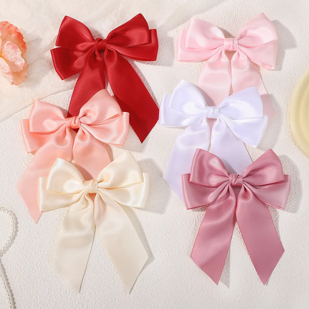 

1pc Cheer Up Bowknot Hair Clips for Girl Solid Color Ribbon Bows Hairpins Hairgripe Kids Boutique Hair Accessories Wholesale