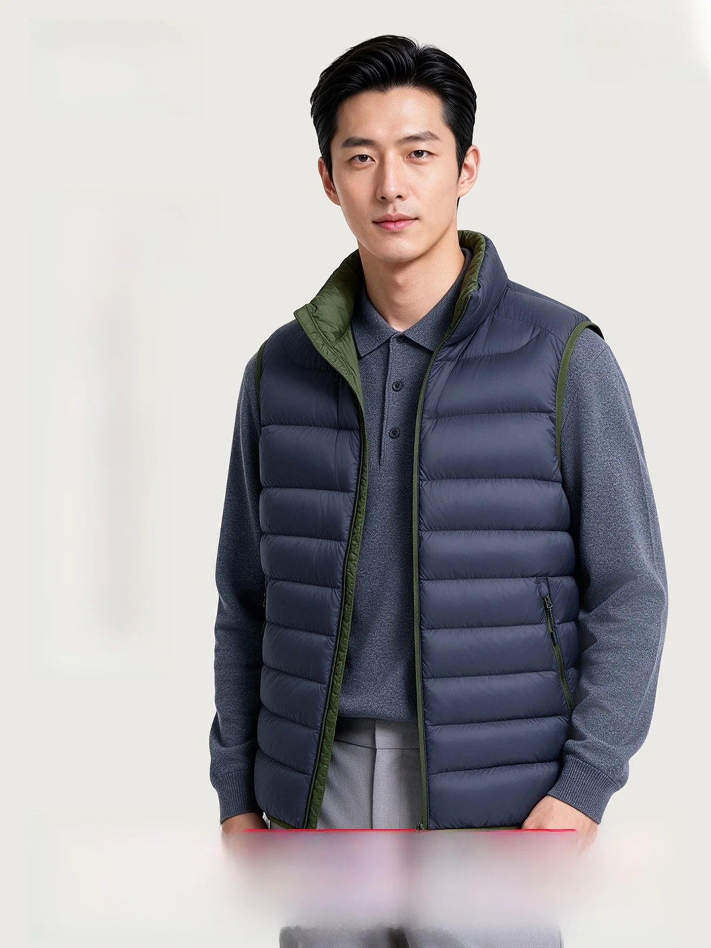 Hengyuanxiang Men's down Vest 2026 Winter Zipper Closure Duck down Jacket Stand Collar Casual Fashion Urban Style