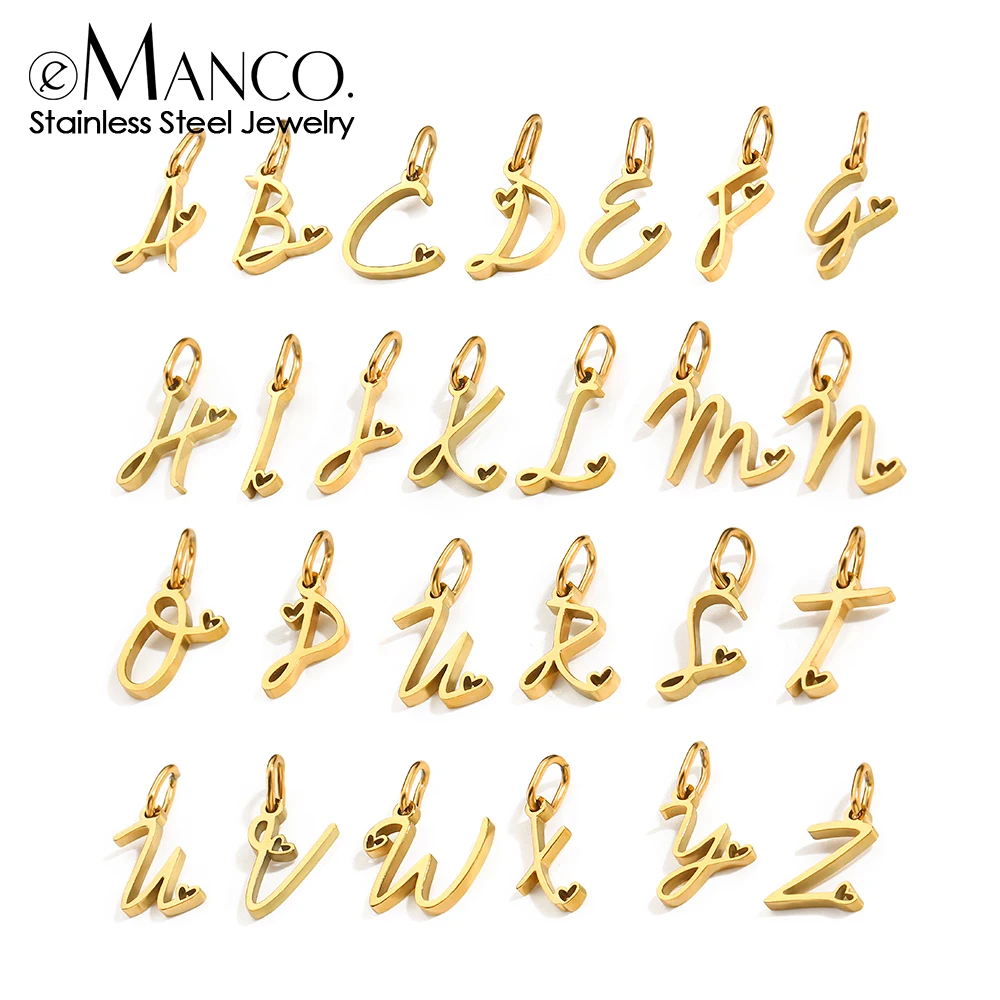 eManco Personalized Stainless Steel Heart Alphabet Pendant DIY Accessories Initials Birthday Gift A-Z